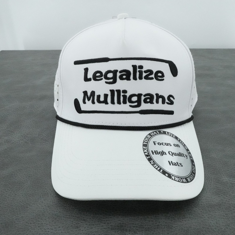 Legalize Mulligans Rope Hat Cap Mens White Clatnew Perforated‎ Polyester Golf